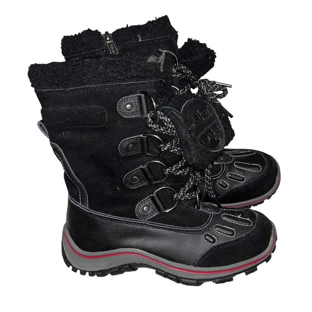 Pajar Black Fleece Lined Lace Up Winter Snow Boots Size 7